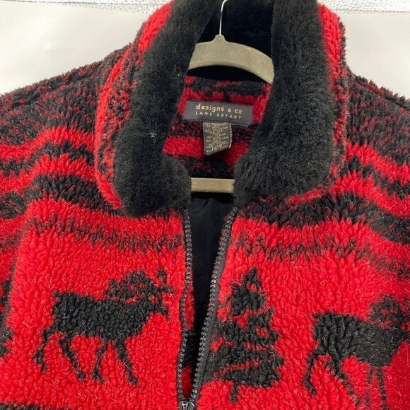 Lane Bryant Sherpa Fleece Zip Up Heavyweight Winter Teddy Jacket Red 14/16 - Picture 7 of 14